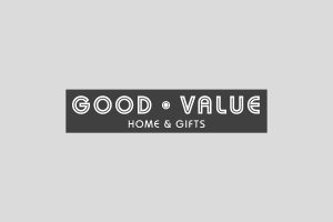 Good value home and gifts black and white logo