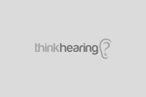 think hearing black and white logo